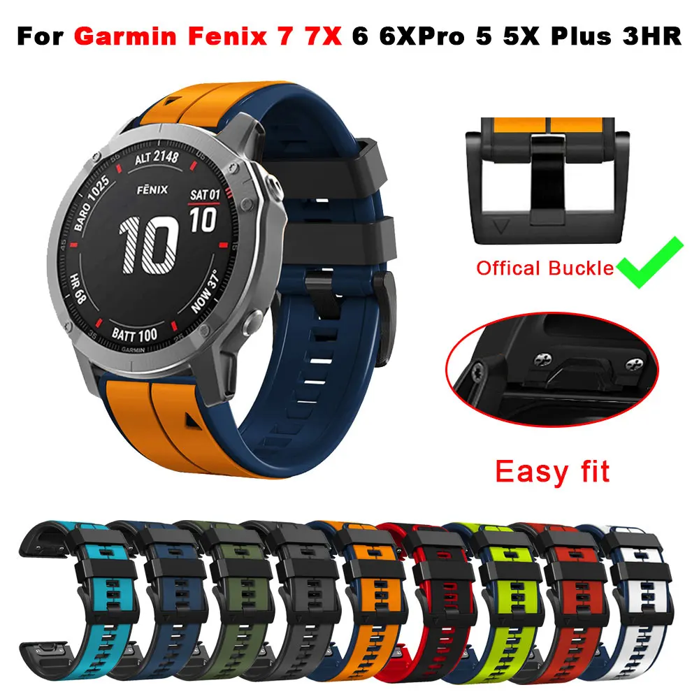 QuickFit 22mm 26mm Watchband For Garmin Fenix8 Fenix E 8 47mm 51mm 7 7X 6 6X 5X 5 Epix Pro Enduro 3 Silicone Strap Bracelet Belt