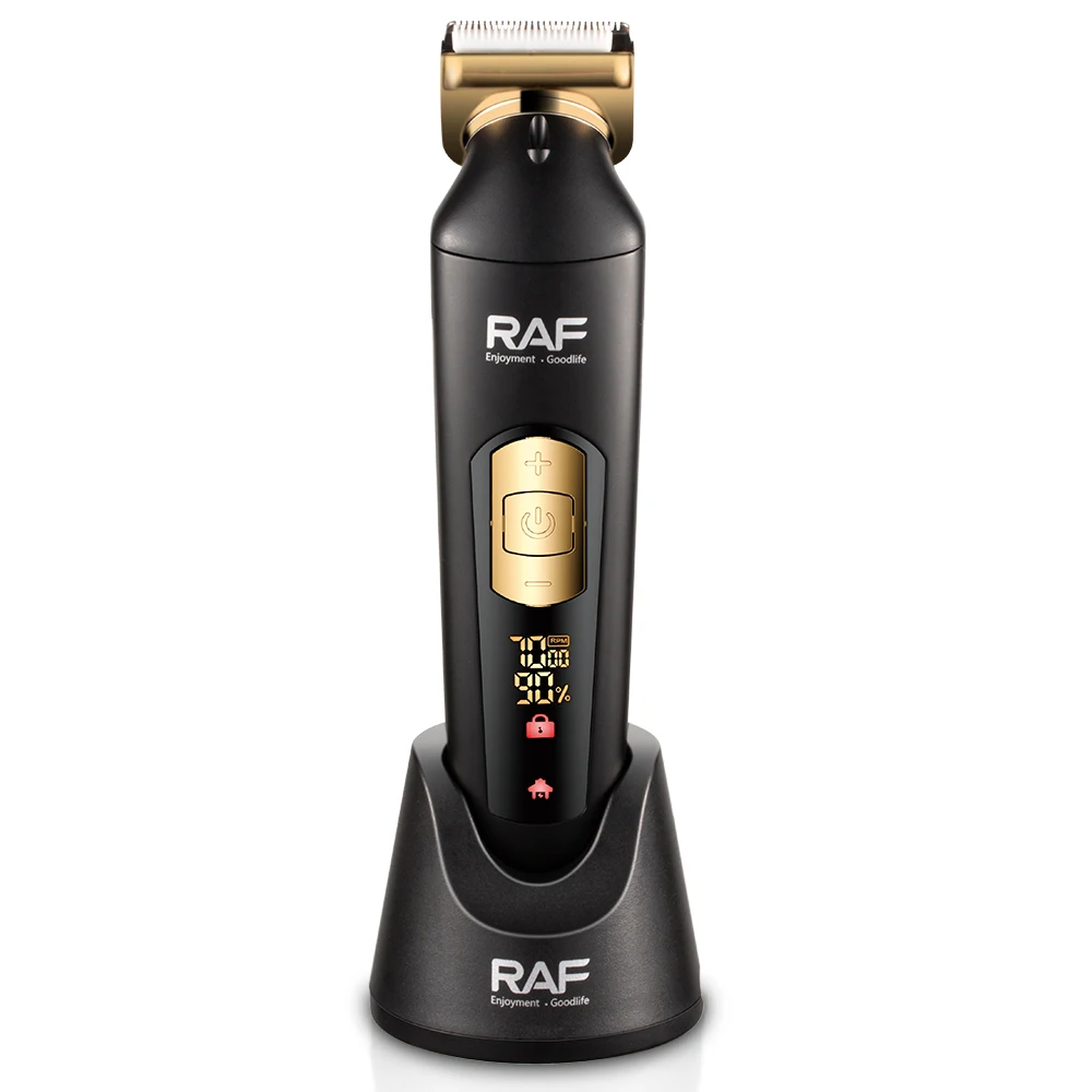 

Raf Brand New Arrival Electric Hair Trimmer 3w Display Adjustable Speed Rotating Trimmer Head Ceramic Blades Travel Lock