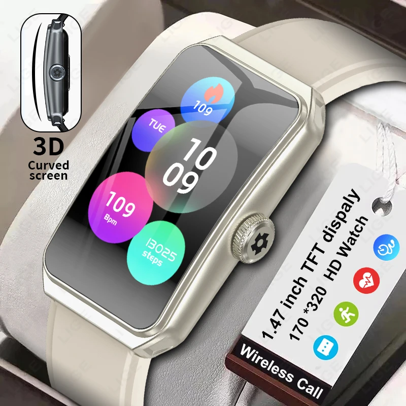 

LIGE Original Smart Watch Women All-day Blood Oxygen Heart Rate Monitor 3D Screen Smart Band Waterproof Sport Men Smartwatch New