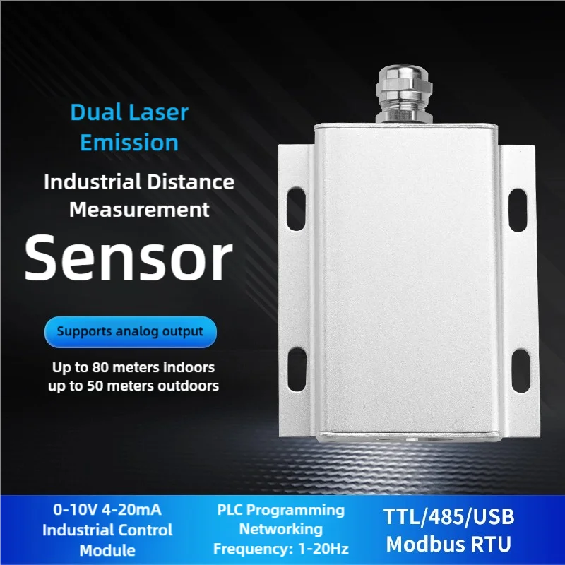 

Лазерный датчик расстояния, аналоговое количество 4-20 мА, 0–10 В, промышленный модуль, высокоточный последовательный порт TTL/485