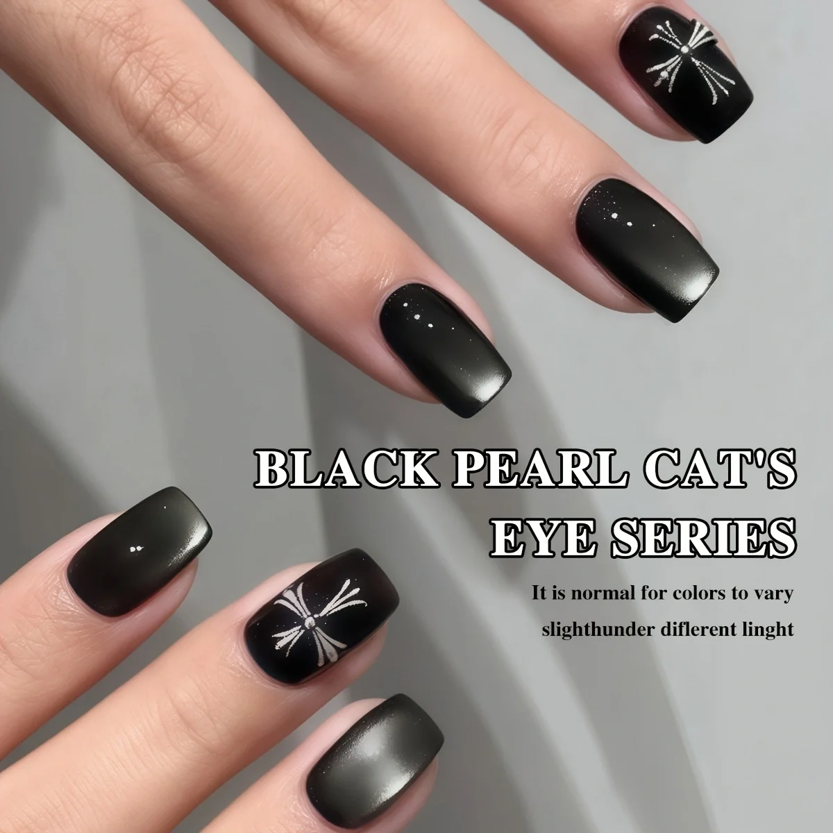 Botella de polvo de ojo de gato Perla Negra XE-69 Super brillante ojo de gato negro diseño de salón de moda arte Gel brillante ojo de gato