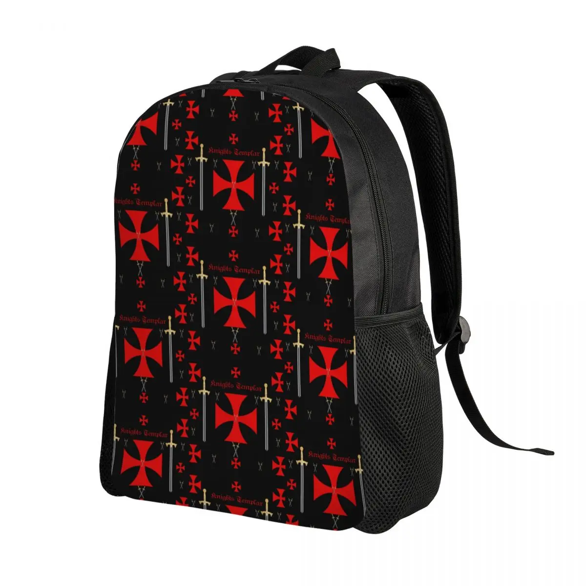 Medieval Emblem Knights Templar Backpack for School College Student Bookbag Fits 15 Inch Laptop Ordre du Temple Cross Bags