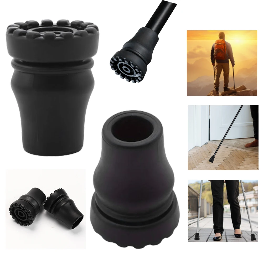 2Pcs Trekking Pole Tip Protector 16/20/22mm Cane Tip Replacement Rubber Walking Pole Tips Replacement Cane Crutch Accessories