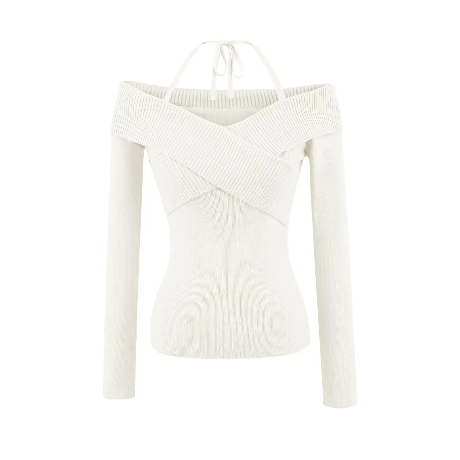 Rosa One-Shoulder-Strickpullover Damen Frühling Herbst Slim Fit Inner Wear Base IRT Ort Top Pure Desire Sle