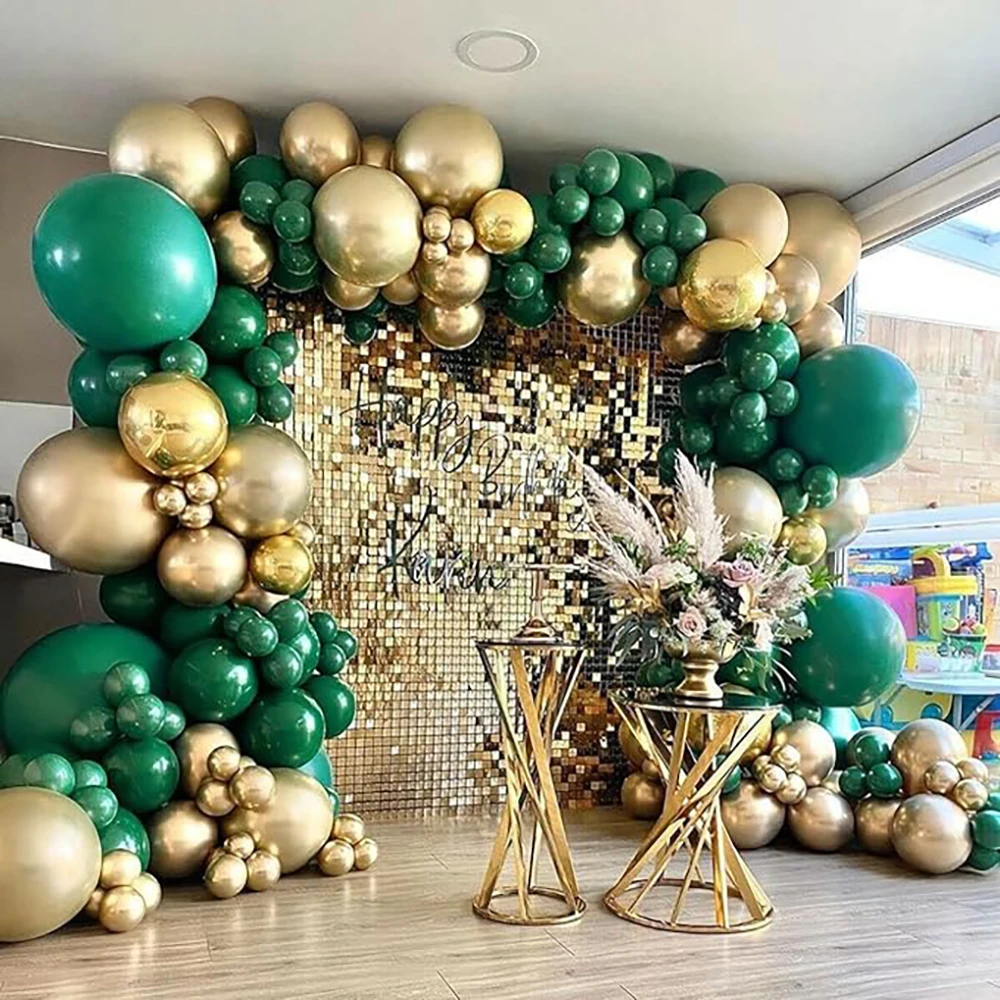 Palloncini verde scuro ghirlanda oro metallizzato coriandoli Kit arco palloncino in lattice decorazioni verdi natalizie Globos decorazione festa di