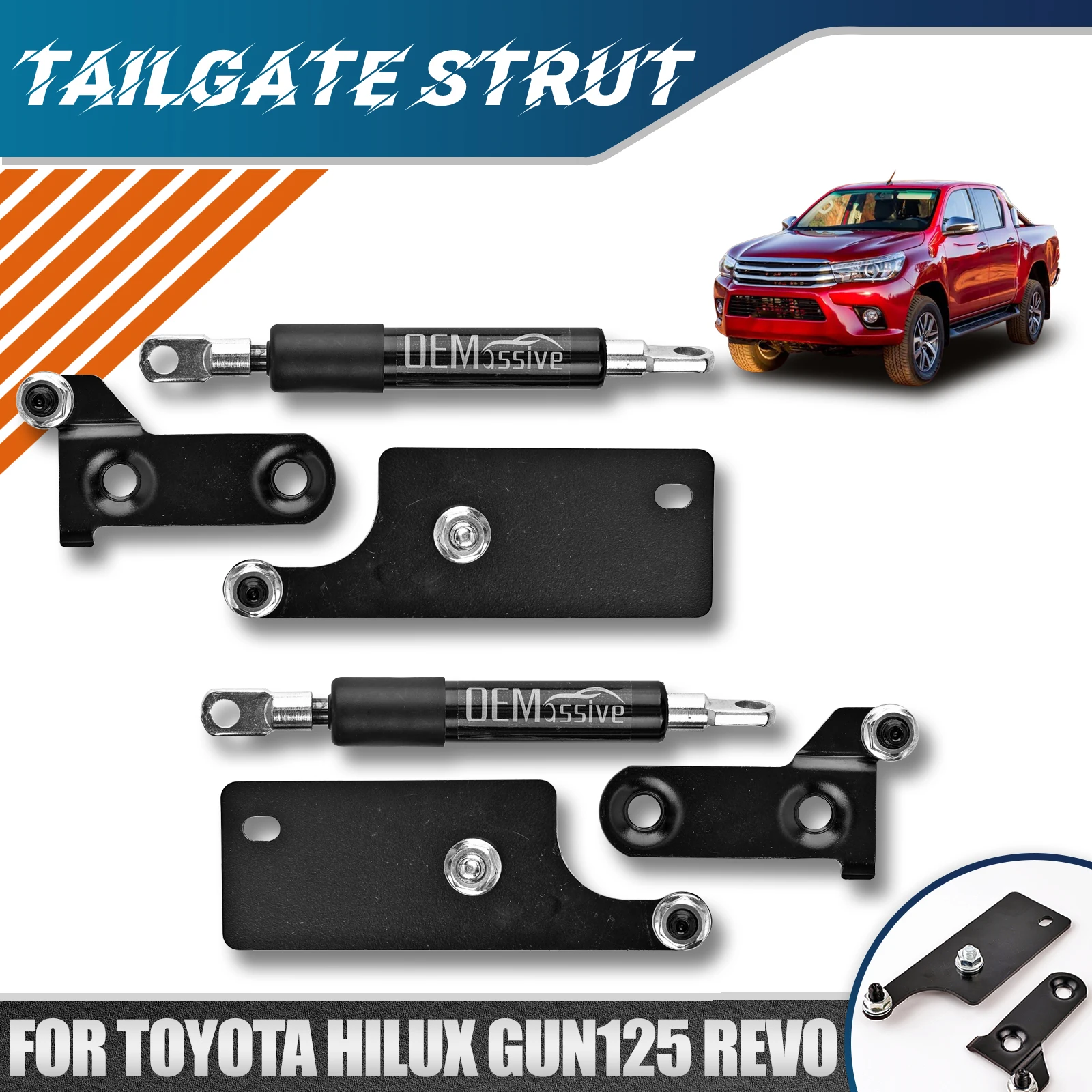 For Toyota Hilux Revo GUN125 GUN126 2015-2020 Left Right Tailgate Struts Slow Down Shocks Rear Door Holders Supports Arm Rod