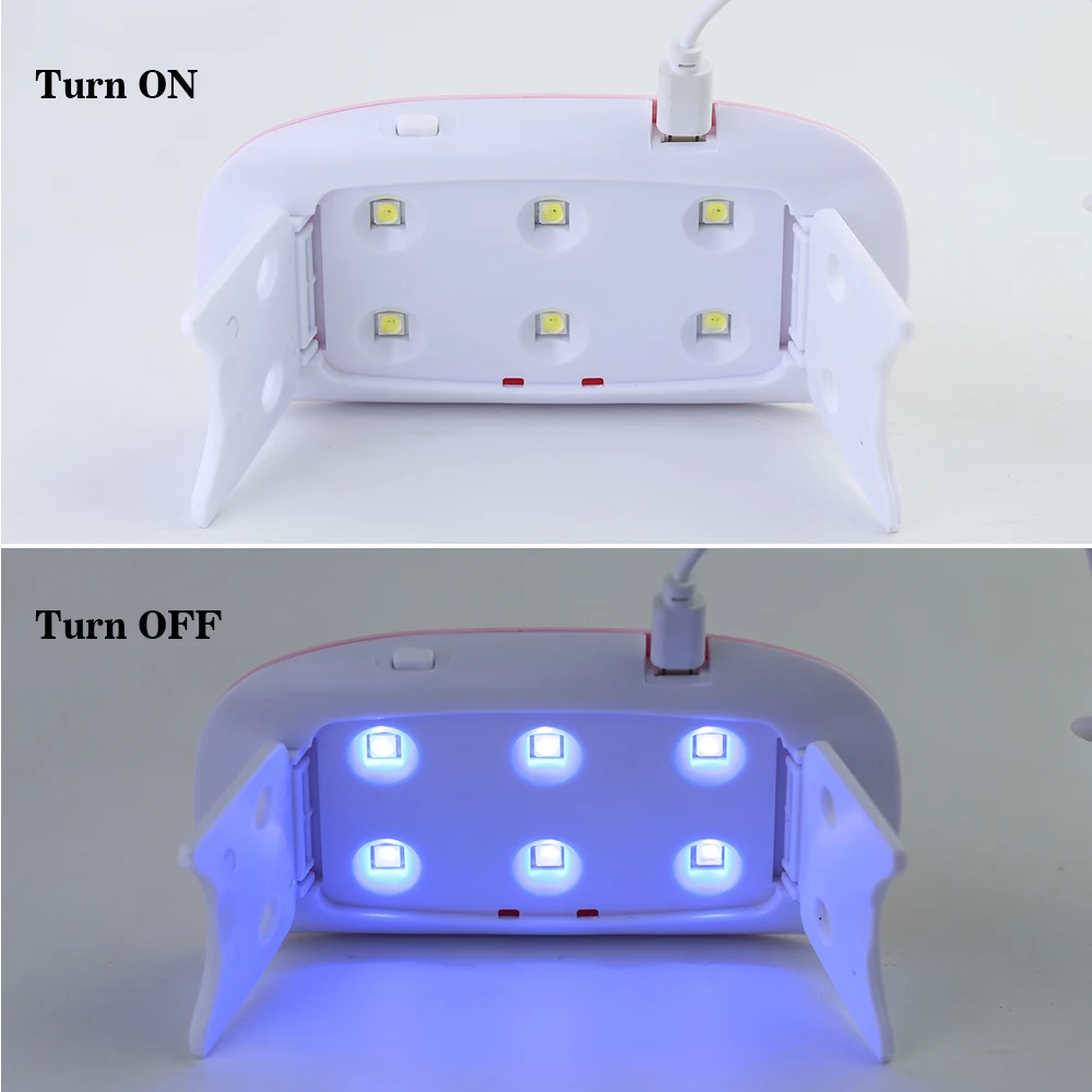 미니 UV Led 네일 건조기, 램프 기계, 휴대용 매니큐어, 가정용 네일 라이트, 6W, 손톱 건조, 광택, USB 케이블