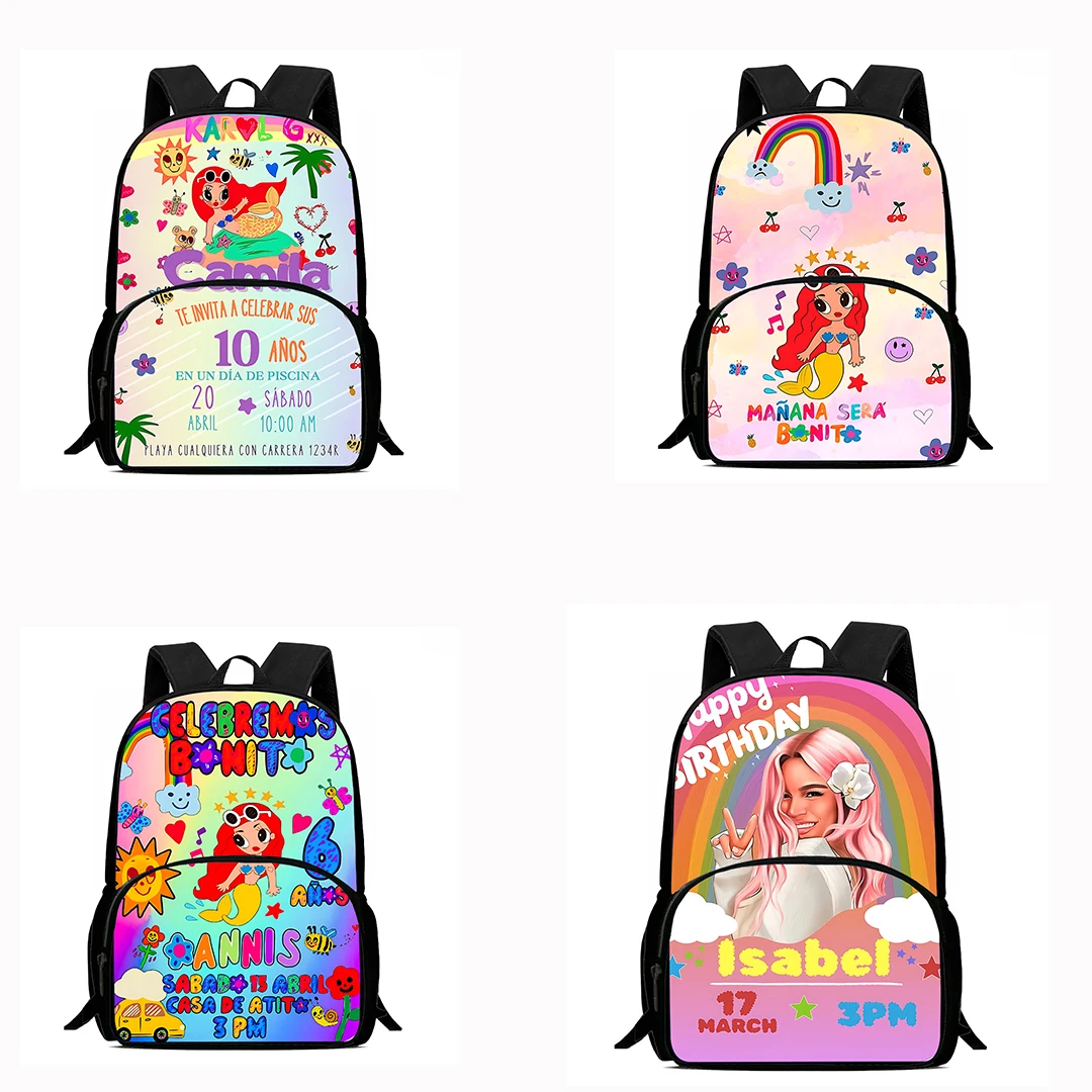 

Backpacks Karol G Manana Sera Boys and Girls Student Birthday Gift Child School Bags Large Capacity Camping Durable Rucksack