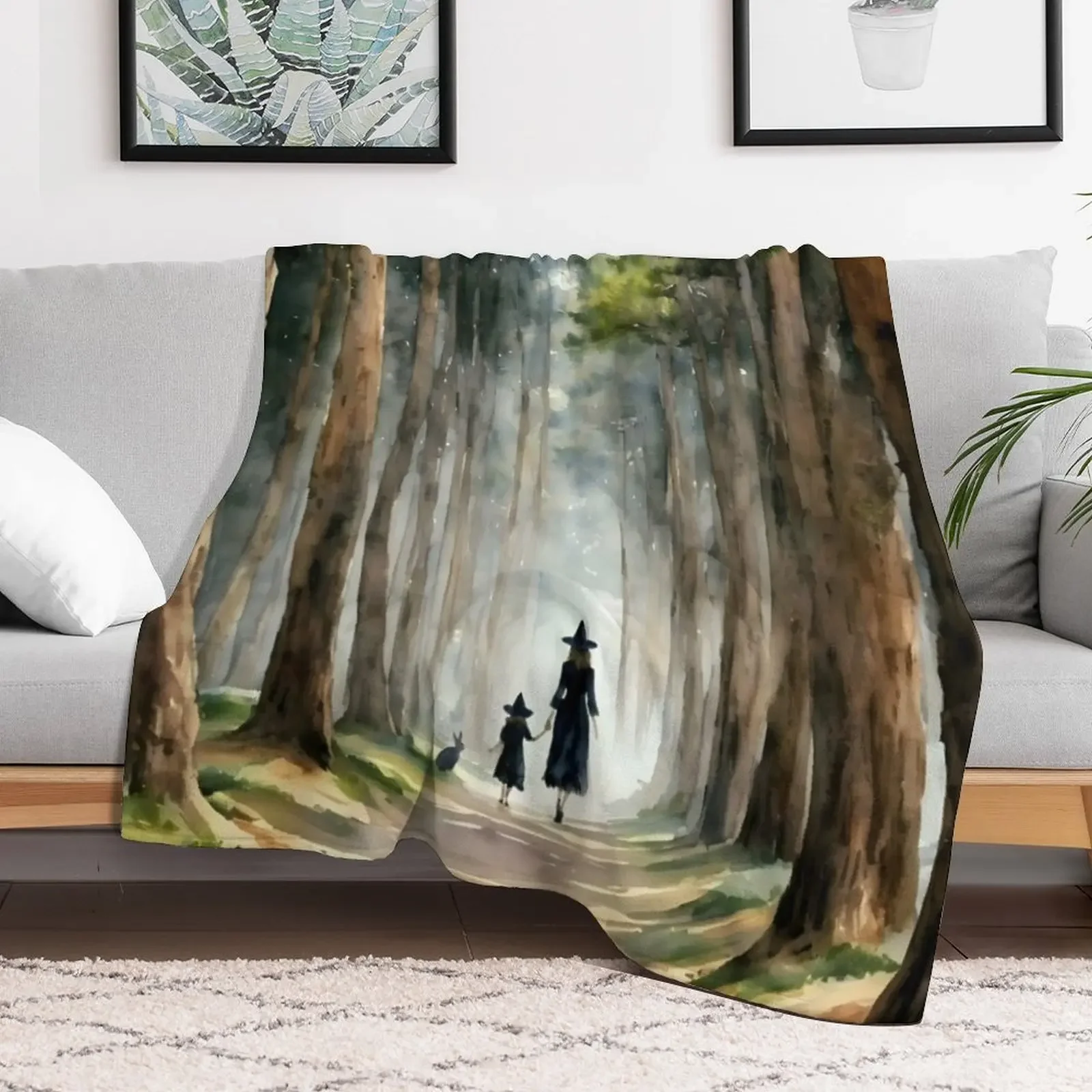 Daughter ~ Witchy Art Print of Mother and Child Witch ~ Witches Pagan Parents Throw Blanket decorative Bed Fashionable Blankets