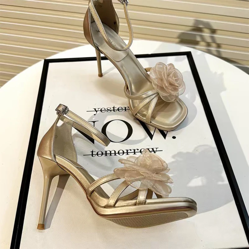

Женские босоножки с цветочным декором на очень высоком каблуке, летние туфли-стилето 2026 года, новые элегантные туфли-лодочки для вечеринок, модные шлепанцы