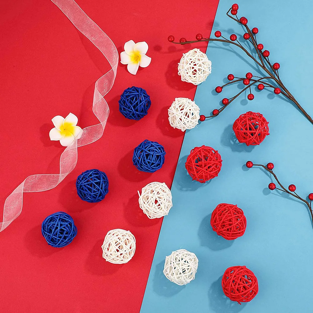 

15pcs Rattan Woven Balls Takraw Decoration DIY Craft Bright Color Design Independence Day Layout nament Home Accessories