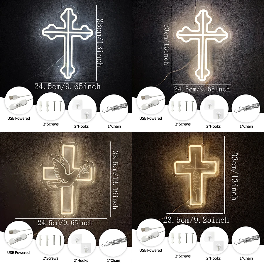 لافتة نيون متقاطعة، ديكور منزلي منحوت ثلاثي الأبعاد، غرفة النوم، الكنيسة، الزفاف، الأنشطة الدينية، مصباح حائط فني لعيد الفصح، هدية مسيحية.