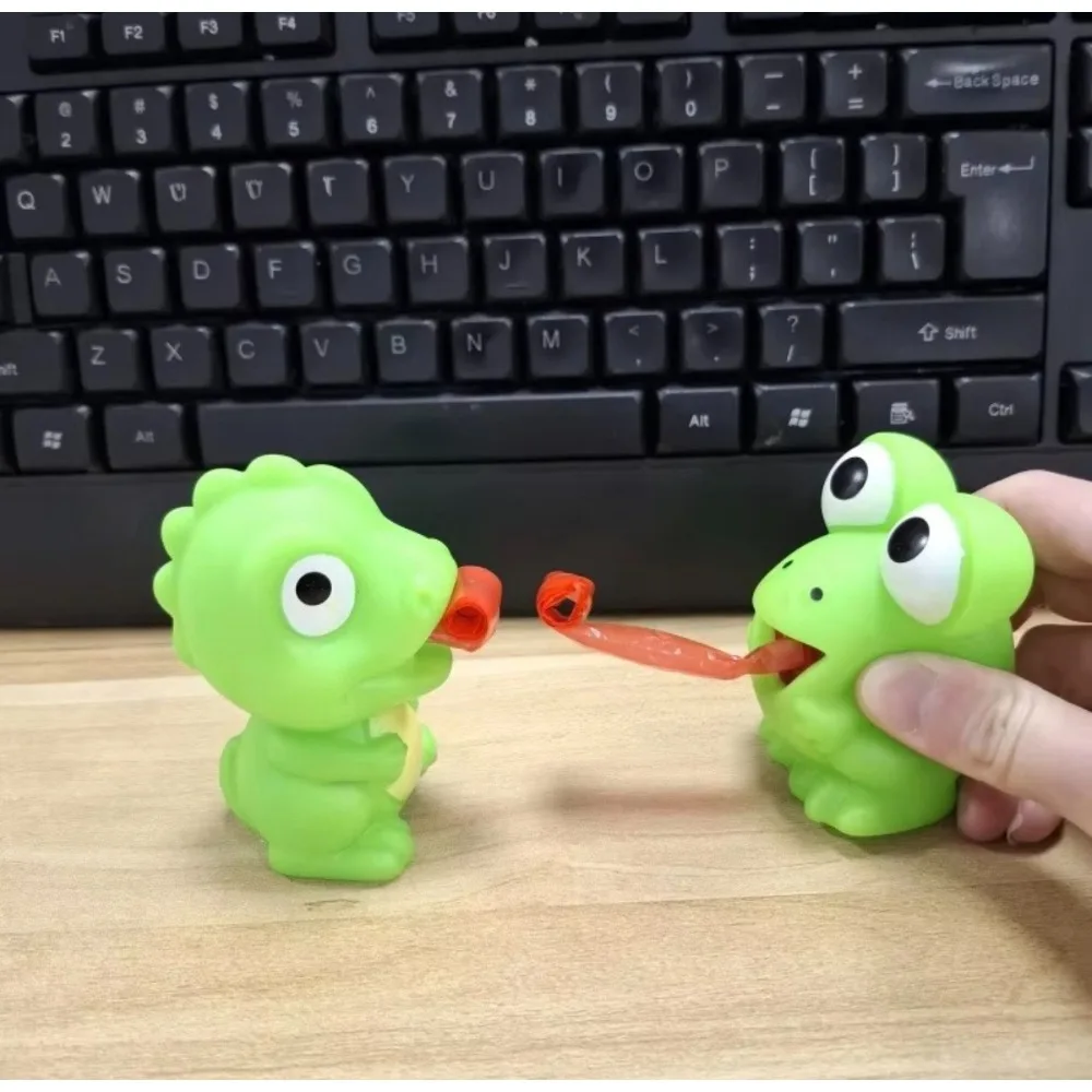 Frog Dinosaur Tongue Out Squeeze Toy, Press Sound Stress Relief Fidget Doll, Interactive Cat Teaser Pet Toy Novelty Sensory Gift gallery 3