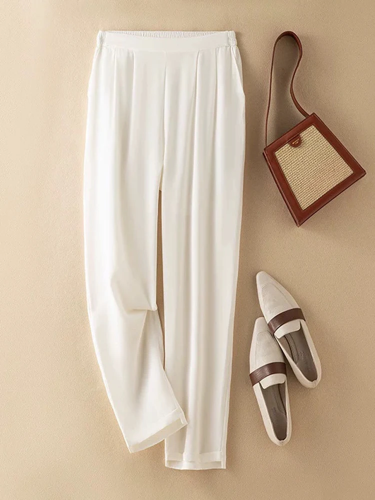 

Winsleter-93% шелковые элегантные брюки из 7% спандекса, однотонные эластичные брюки с высокой талией, женские повседневные прямые брюки в стиле ретро, зима 2025 B5D110CC