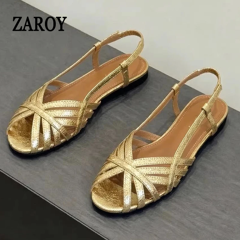 

Женские дизайнерские сандалии ZAROY: летние, с открытым носком, узким ремешком, на ремешке через пятку, в римском стиле, для пляжа и отпуска, бренд Sandalias