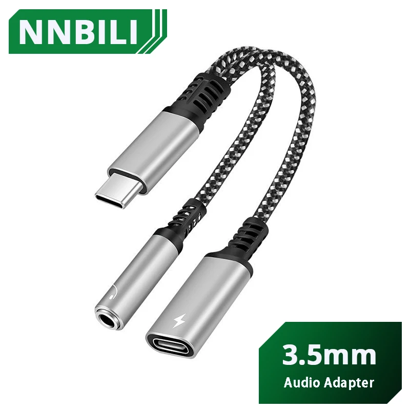 2 In 1 USB Type C To 3.5mm Headphone Jack Adapter Type C Charge Audio Aux Adaptor for Ipad Pro Samsung S22 Note 20Huawei Xiaomi