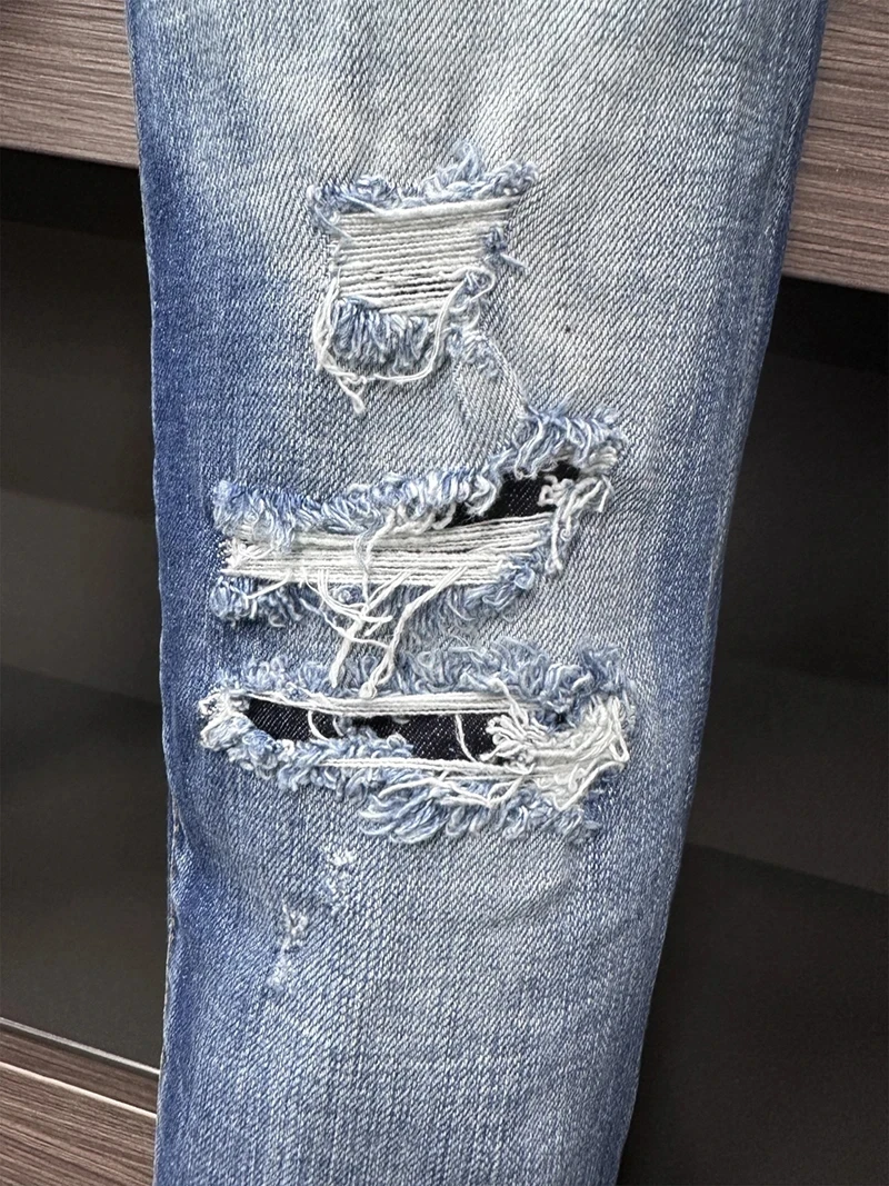 Marca de moda d2 calças jeans masculinas buraco fino lápis botões clássicos moda caiuy azul dsq2 jenas para homem