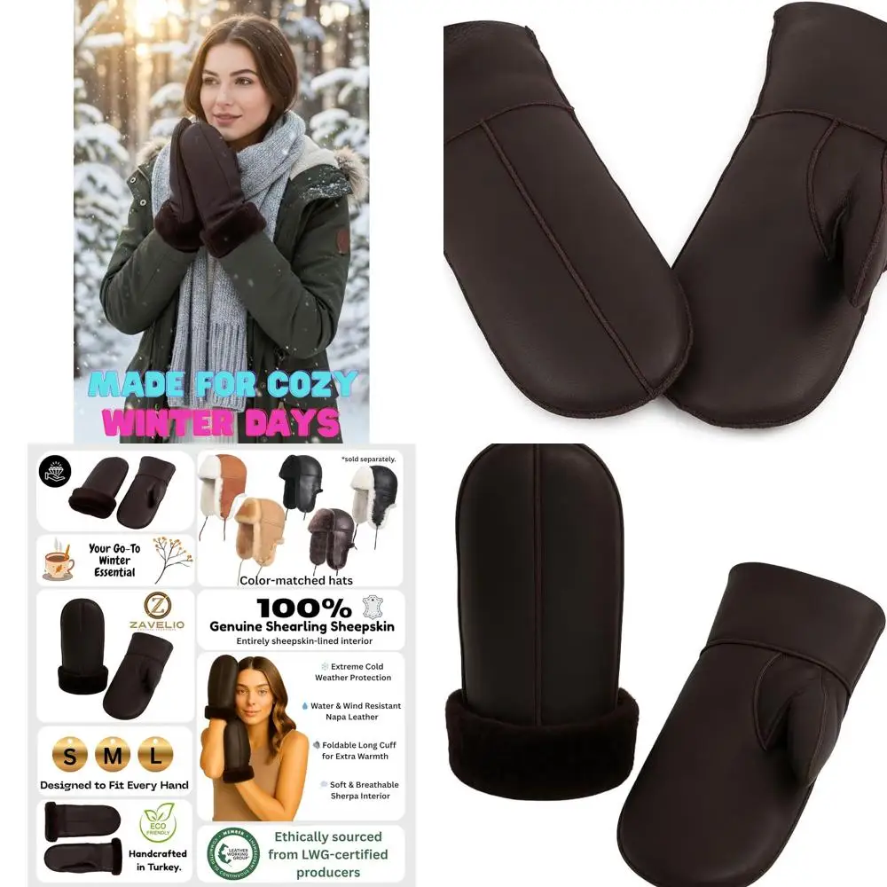 

Роскошные женские варежки из овчины из овчины — смотровая овчина премиум-класса LWG для зимнего тепла