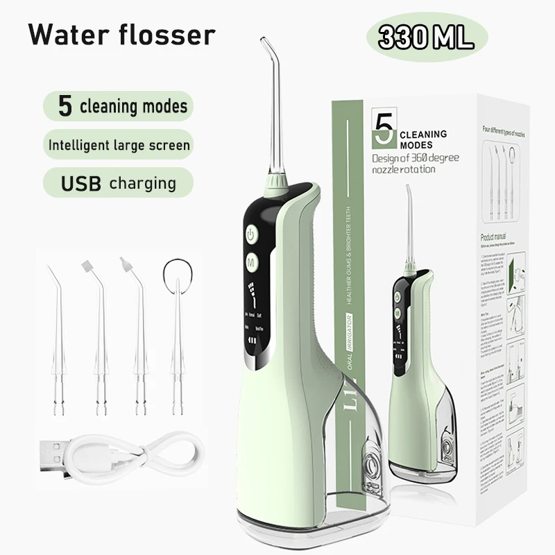 L12 Portable Oral Irrigator USB Rechargeable Water Flosser Dental Water Jet 330ML Water Tank IPX7 Waterproof For Teeth Cleaning