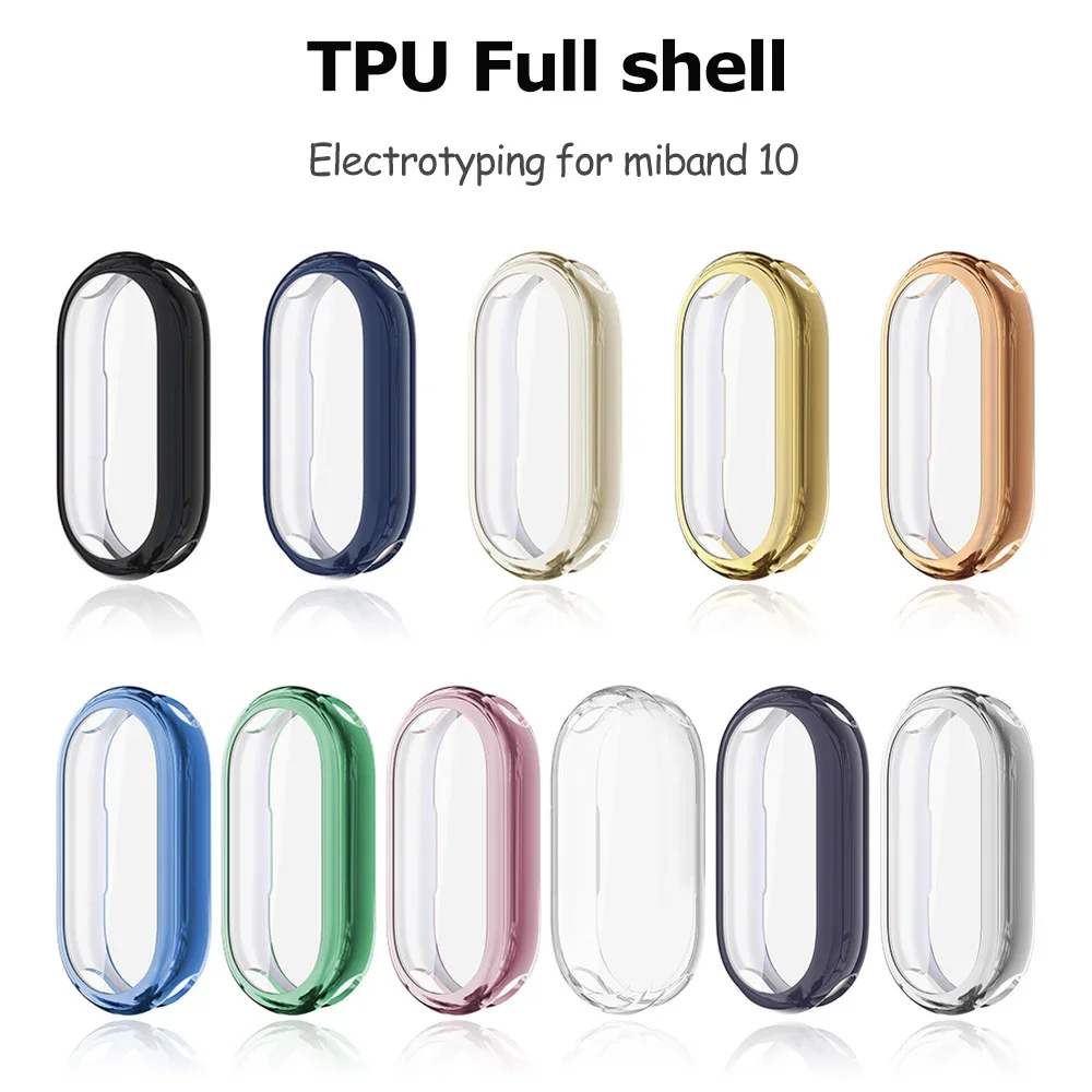 حافظة من البولي يوريثان الناعم + فيلم لملحقات mi band 10 حزام واقي للشاشة غطاء شامل من النايلون المضفر لسوار xiaomi band 10