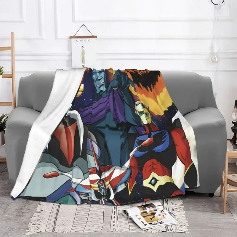 Mazinger Z Anime Goldorak Actarus Fleece Throw Blanket UFO Robot Grendizer Blanket for Bedding Office Lightweight Thin Bedspread