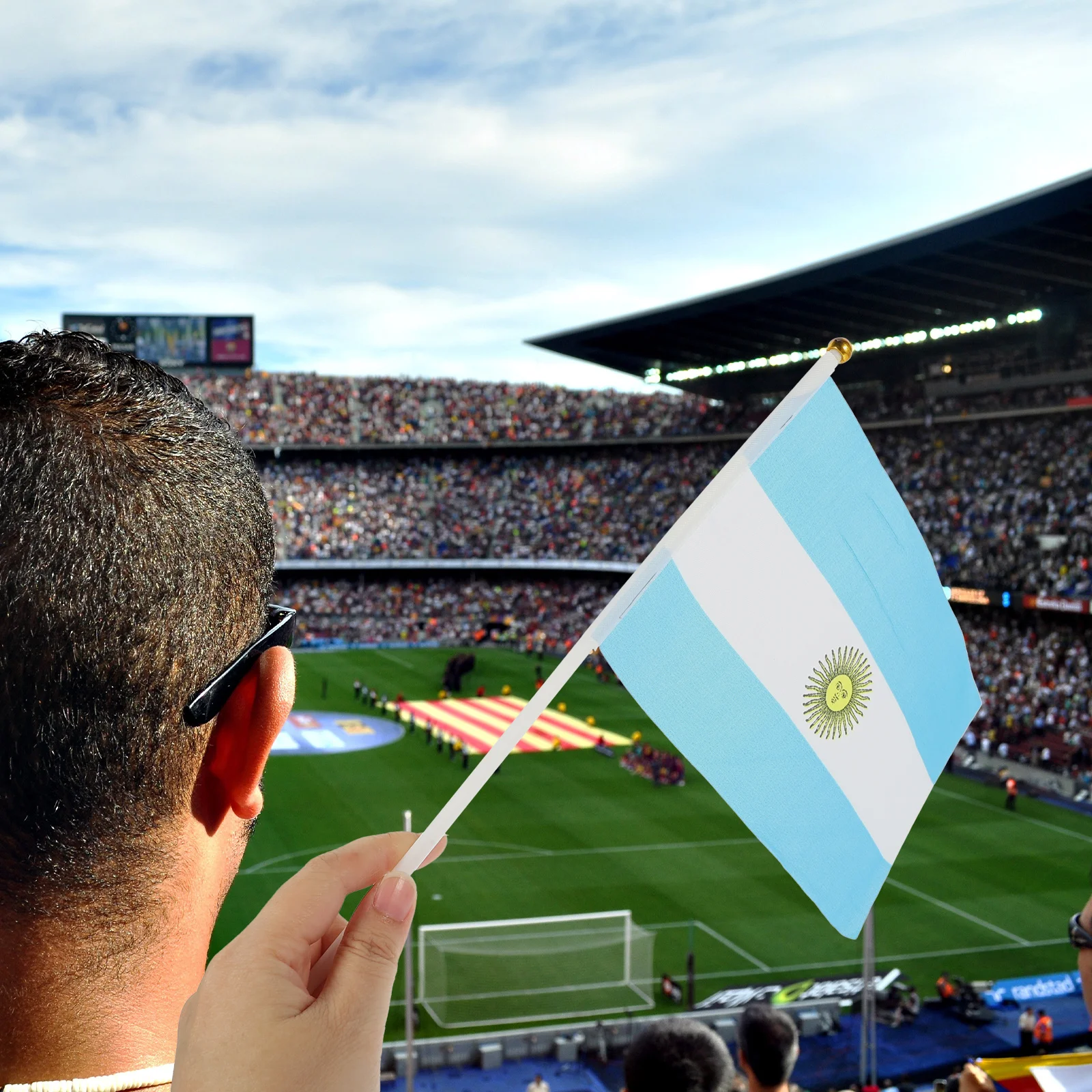 50 Pcs Cheering Flag Hand Flags Football Small Banner on Sticks National Polyester