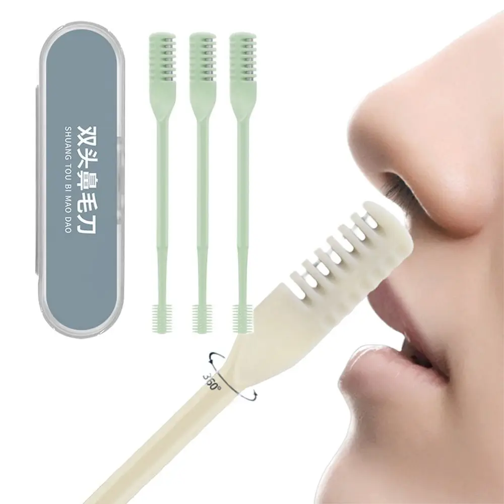 3Pcs Portable Nose Hair Trimmer 360 Degree Rotating Double Head Nose Hair Trimmer Washable Safe Formula Hair Removal Accessoris