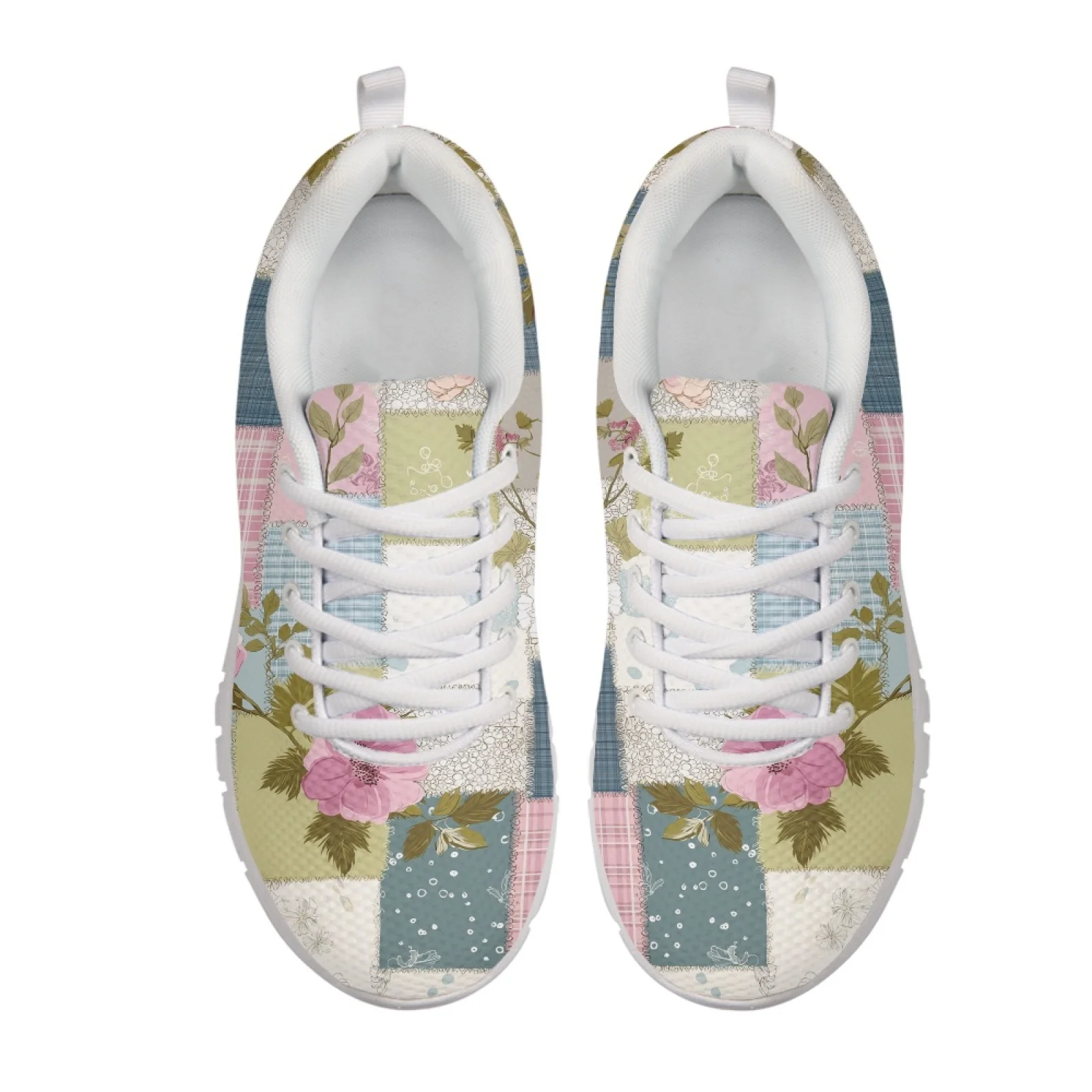 Coloranimal Patchwork Floral Art Soft Athletic Shoes for Men Mesh & EVA Sole Mens Sports Tennis Shoes for Training