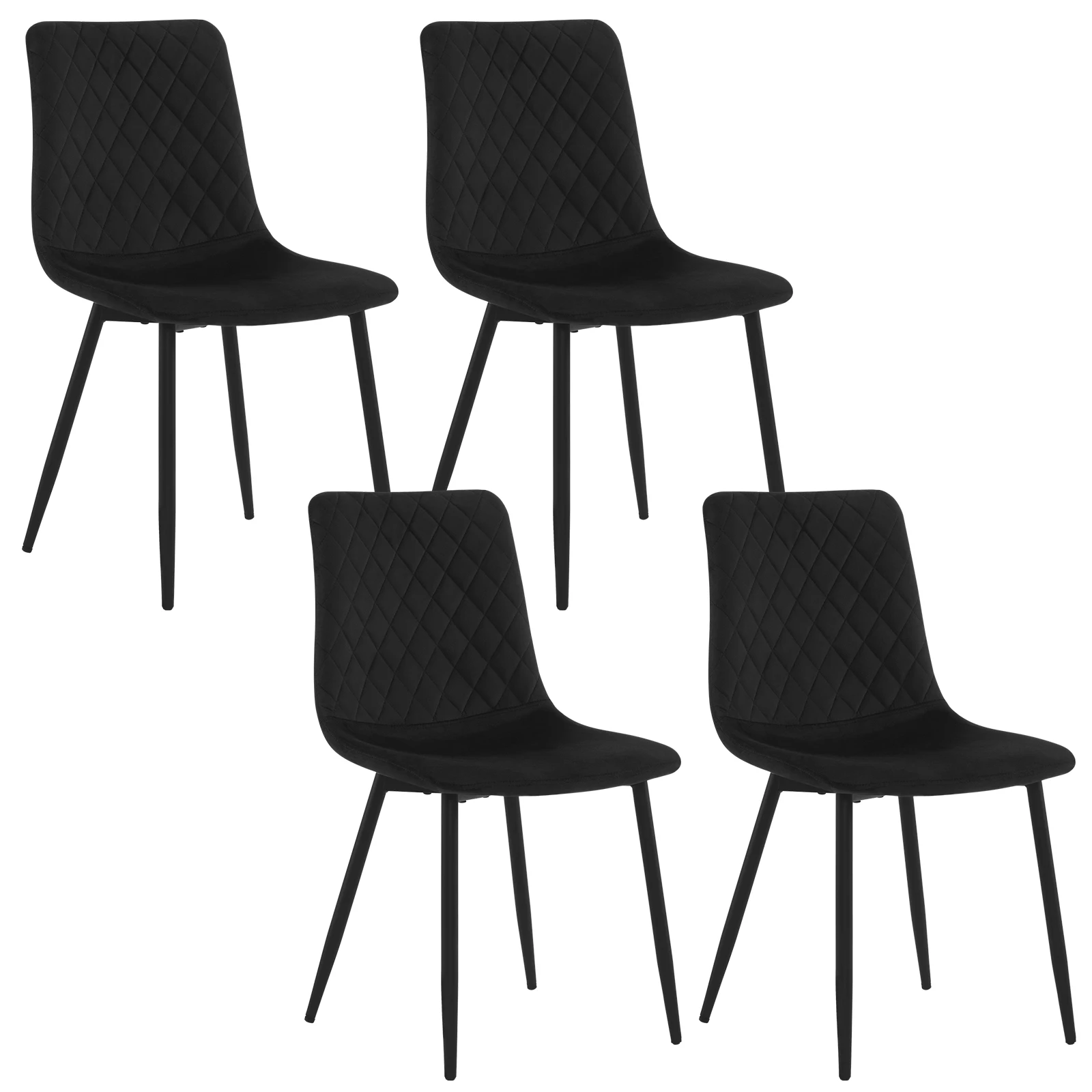 4 stks/set fluwelen eetkamerstoel Scandinavische keukenstoel met rugleuning, gewatteerde zitting, make-upstoel voor restaurantwoonkamer