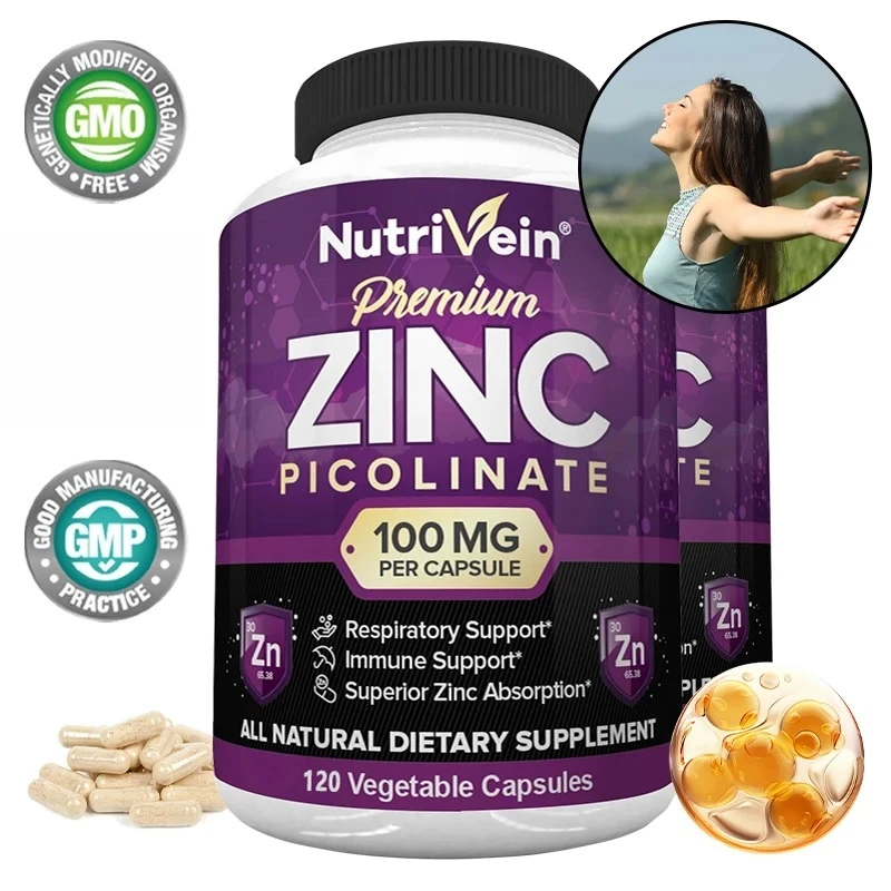 Zinc Picolinate - All Natural Dietary Supplement Superior Zinc Absorption Supports Respiratory Immune Health, Cell Regeneration
