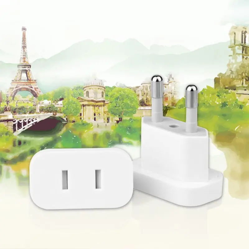 US Jack To EU Plug Outlet Travel Charger Power Socket Adapter USA To Europe European Regulation Charging Converter Plug