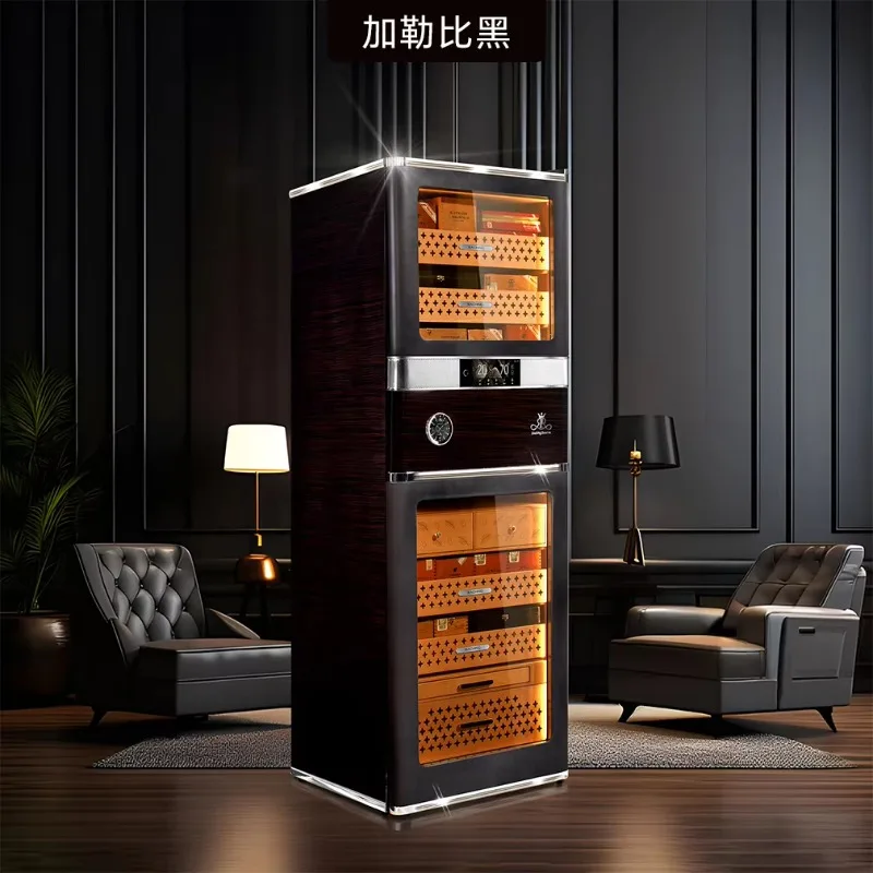 Leather Electric Power Source Cigar Humidor Cabinet Temperature and Humidity Regulation for Household Use