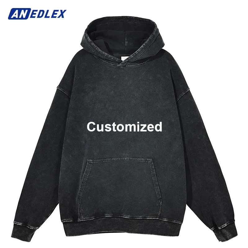 

Men Streetwear Hip Hop Oversize Washed Hoodie Sweatshirt Custom Vintage Hoodie