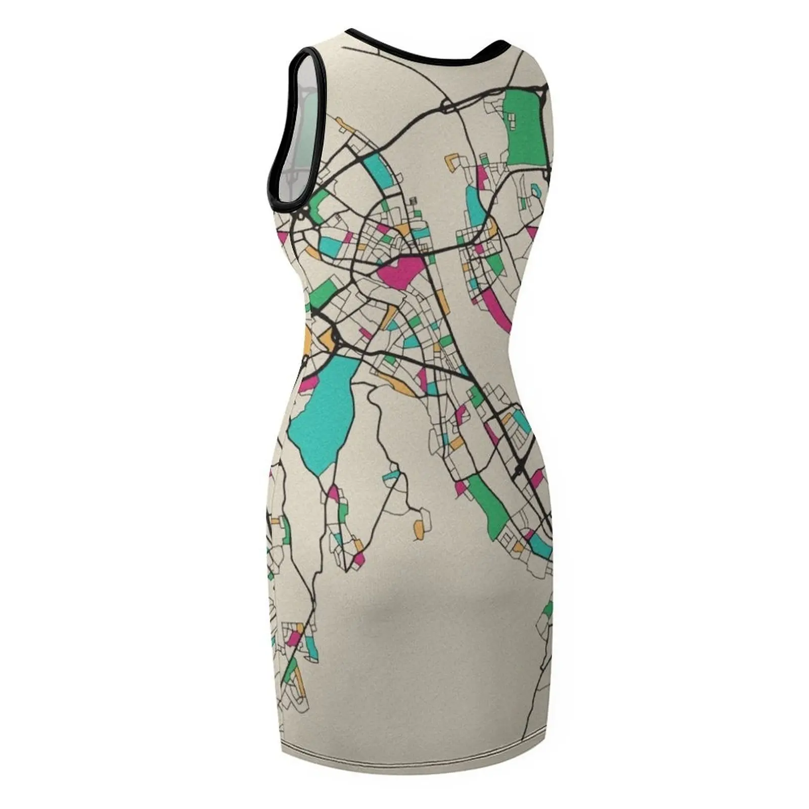 Bonn, allemagne carte de rue robe d'été sans manches femme robes de mode pour bal robe féminine