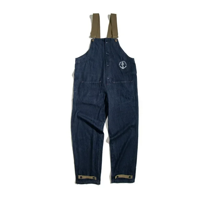 

Tooling American Retro Navy Deck Overalls Spring and Autumn Washed Straight Jeans Men