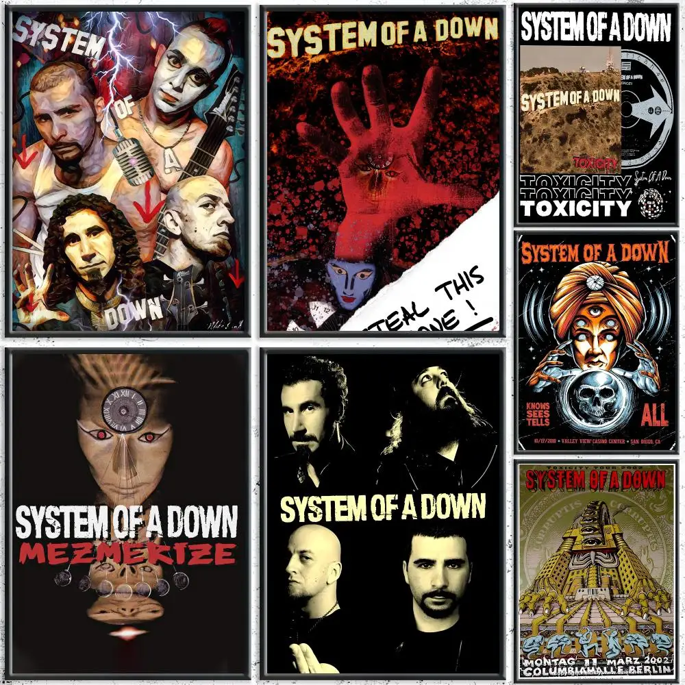 Rock Band S-System of a DownS Poster HD Self-Adhesive No Residue After Removal Ideal for All Kinds of Wall Decor