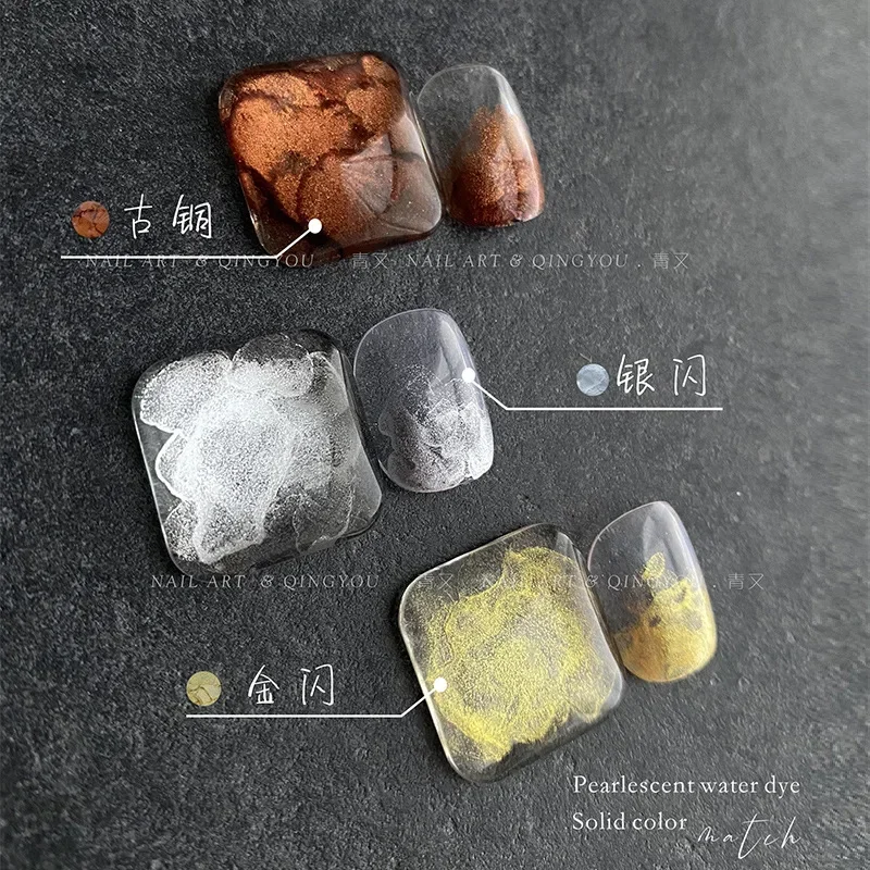 Diy cor do prego líquido aquarela tinta unha polonês corante bloco de cor halo florescendo gradual mancha bolha manicure verniz