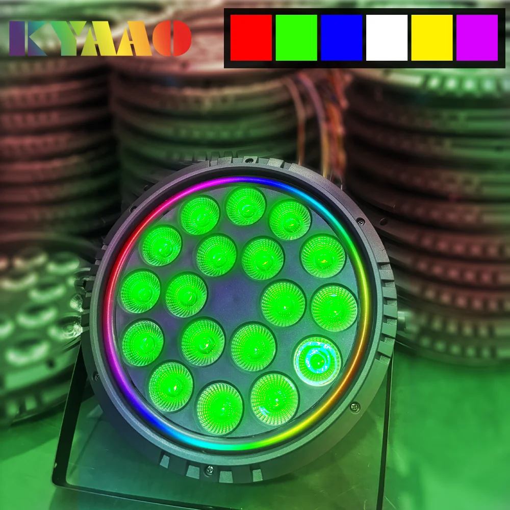 

6in1 LED Party Par Lights RGBWYP 18*12W Dj Disco Background Lighting Dmx Sound Control Dance Atmosphere Colorful Equipment