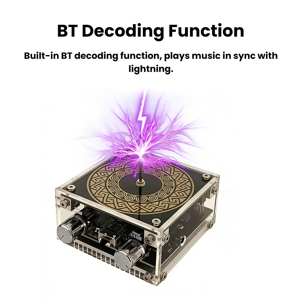 MTC Dual-Mode Tesla-Spule mit Bluetooth-Musiksynchronisation, RGB-Beleuchtung und berührbarem Lichtbogen für Technik-Shows