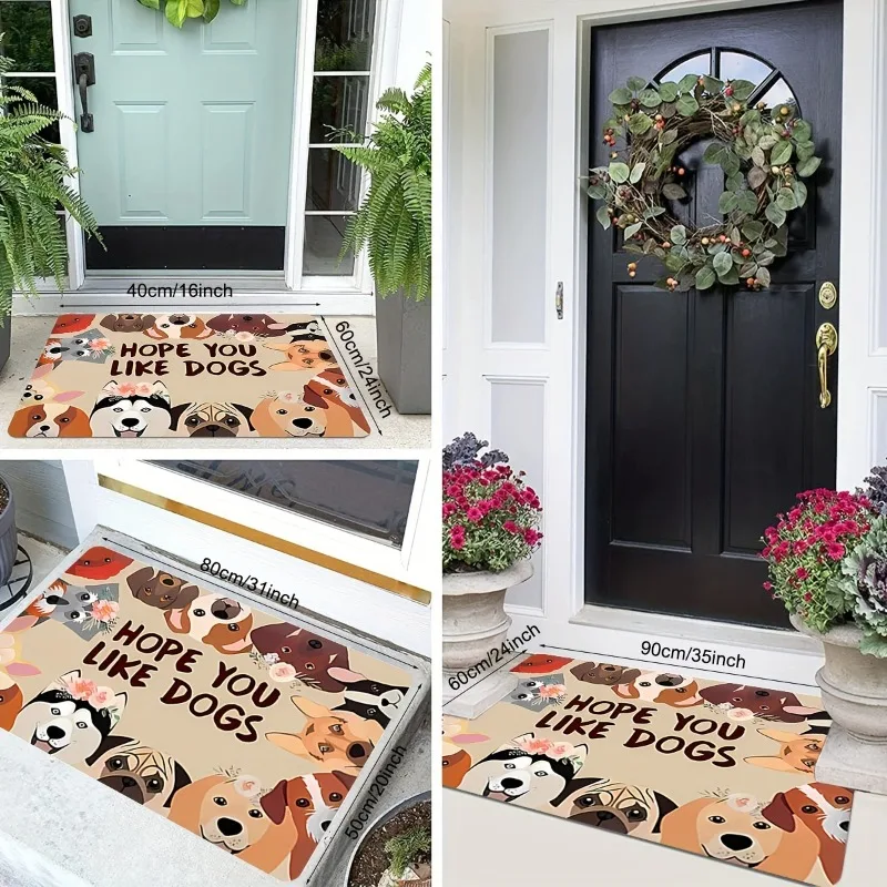 Cute Cartoon Dog Doormat Non Slip Machine Washable Indoor Outdoor Carpets Home Furnishings Kitchen Bathroom Doormat Decorations