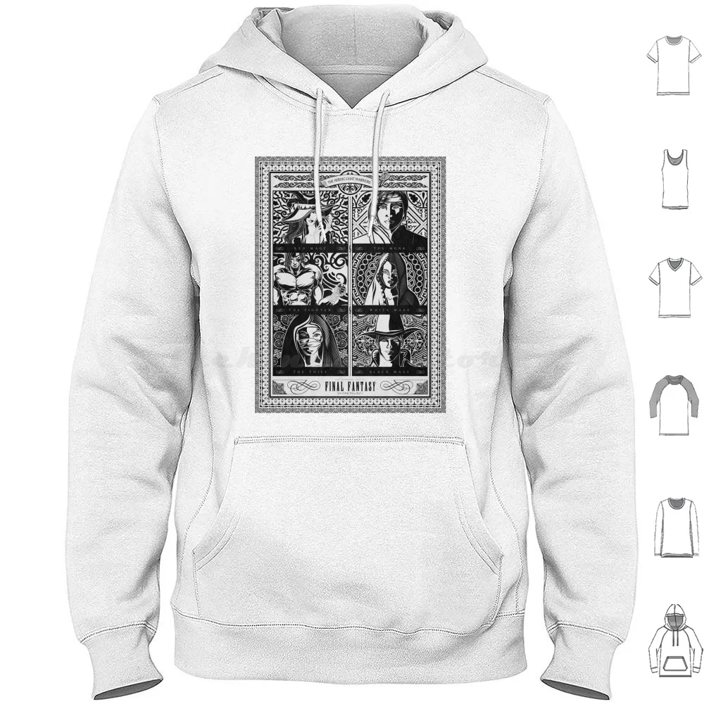 Final Fantasy Jobs Geek Art Poster Hoodies Long Sleeve Final Fantasy Game Gaming Geek Vector Geek Art Retro Line Art