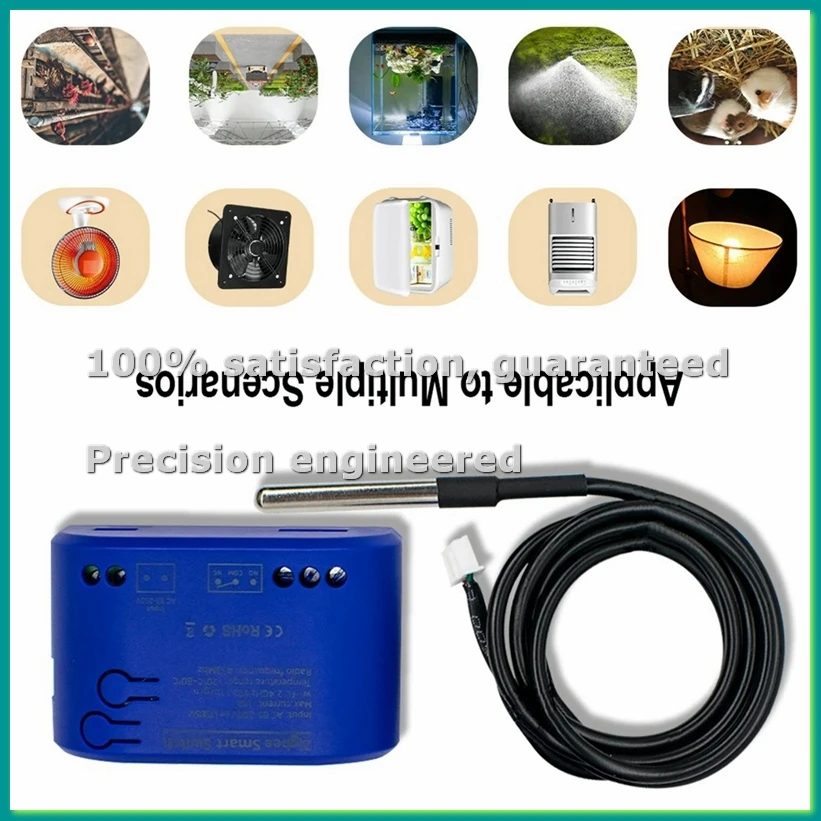 

Умный выключатель Zigbee с датчиком температуры, пассивный сухой контакт, 1-канальное реле, приложение Tuya Smart Life, AC 85-250V-PZZW