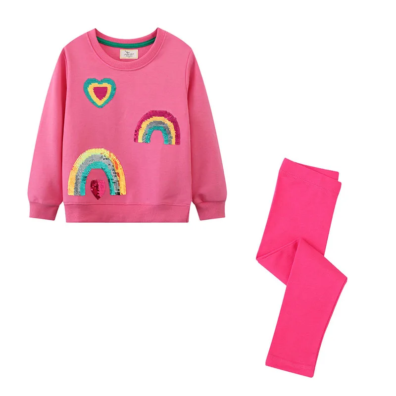 

Jumping Meters Rainbow Sweatshirts + Leggings Children's Clothing Sets Autumn 2 Pcs Suit Kids Outfits Long Sleeve Sets Outfit