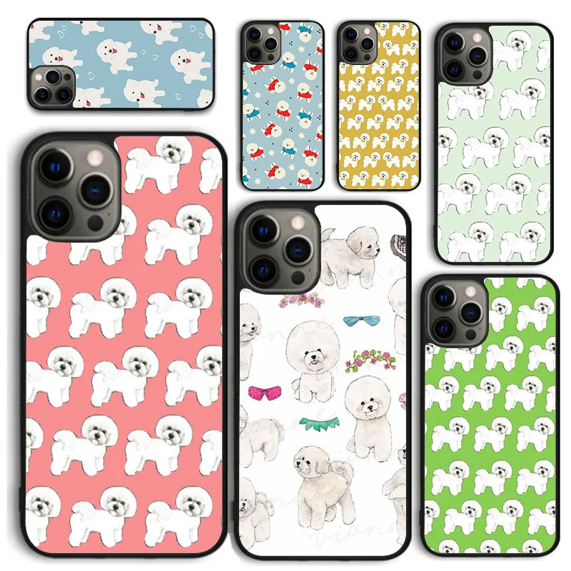 Cute Cartoon Bichon Frise Phone Case for iPhone 17 Air 16 15 14 12 13 PLUS 11 PRO MAX Back Cover Fundas Shell