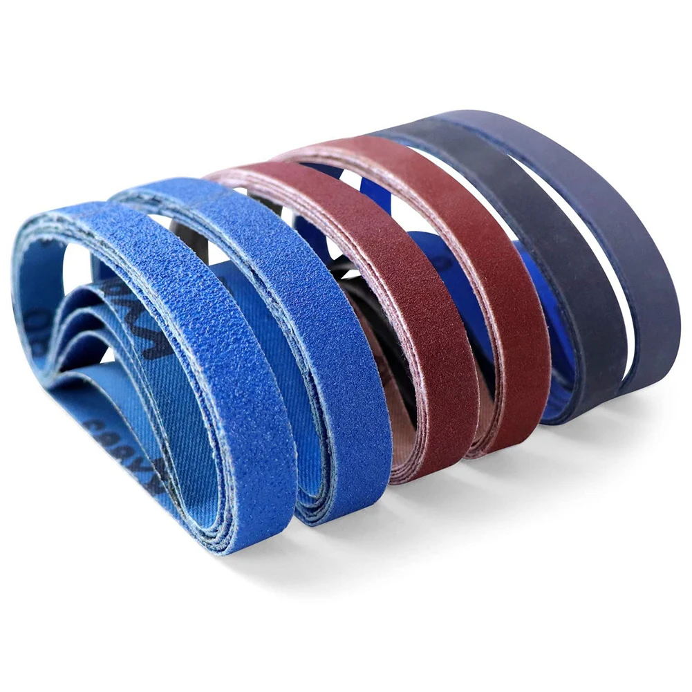 MASO Sanding Belts – 10mm X 330mm, 40 Grit, Blue Silicon Carbide, Pack Of 10 For Metal & Plastic Grinding