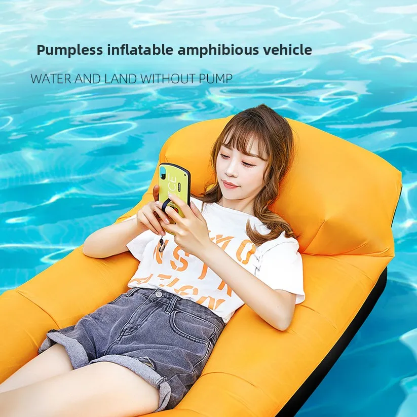 Outdoor Portable Lazy Person With Pillow, Inflatable Sofa, Water Beach, Grassland, Park, Air Bed, Foldable Sleeping Bag view 4
