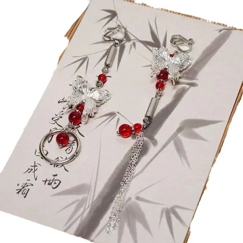 أقراط سماوية مشتقة من الكرتون ، أقراط الله يبارك الناس ، حبات حمراء الفراشة ، هدية قلادة الخاتم ، مجوهرات ، الأكثر مبيعًا