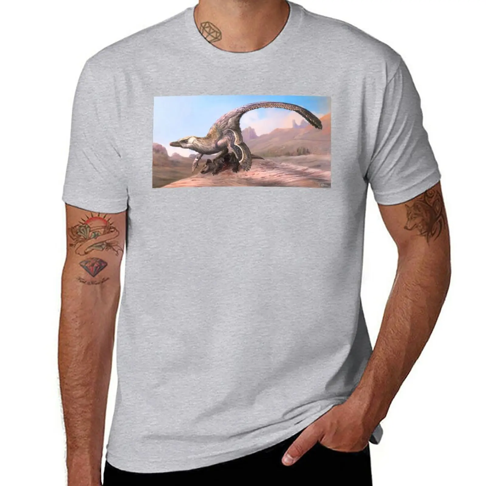 New Velociraptor and Protoceratops (deceased) T-Shirt sublime t shirt t-shirts man korean fashion t shirt man mens tall t shirts