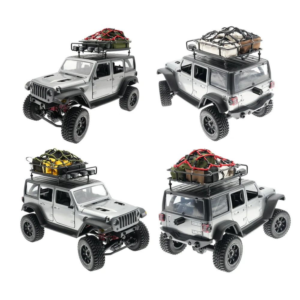 Zestaw bagażnika dachowego z siatką, torbą do przechowywania i oświetleniem do modeli MN D90 MN99S MN86 MN128 MN168 1/12 RC Crawler Car