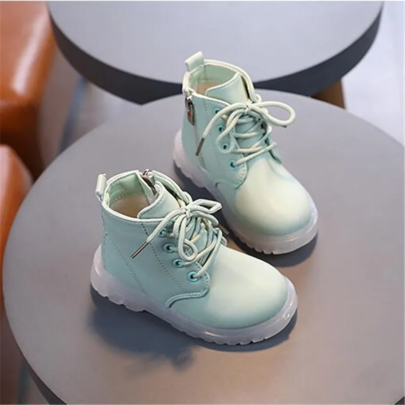 White Kids Platform Boots Breathable Children Fashion Boot Zip Kids Boy Ankle Short Boot Shoe